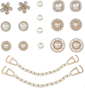 Shoe Charms Accessories Decoration Pearl Bling Chain Charms Compatible with Croc Clog Sandals Flower Shoes Charms for Girls Women