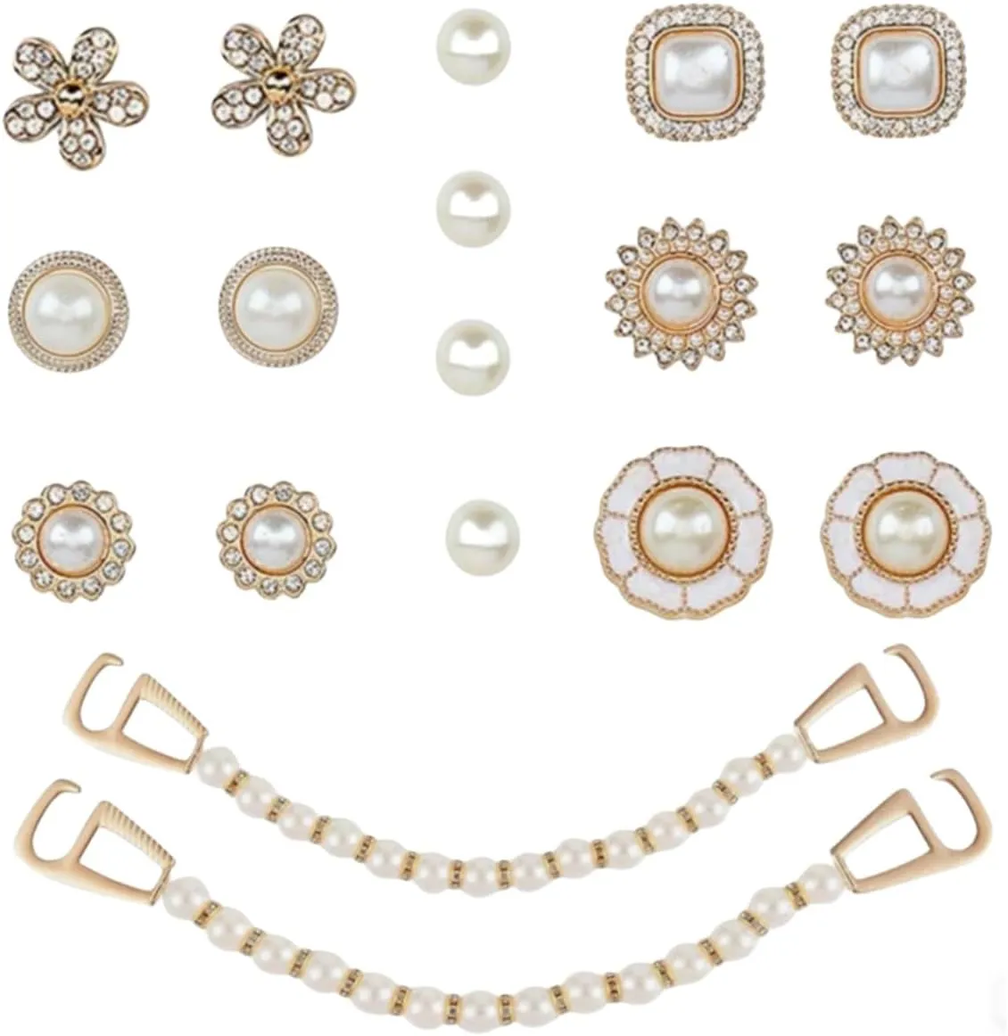 Shoe Charms Accessories Decoration Pearl Bling Chain Charms Compatible with Croc Clog Sandals Flower Shoes Charms for Girls Women