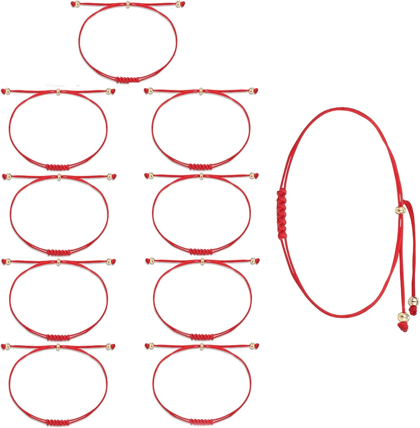 Shonyin 7 Knots Red String Bracelet Kabbalah Protection Thread Handmade String Bracelets Good Luck Gift for Women Men Family