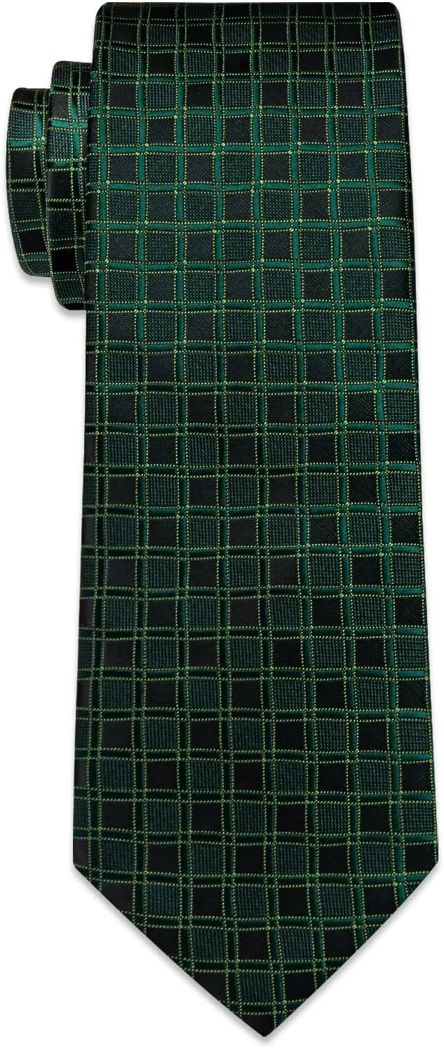 Silk Ties for Men Paisley Floral Striped Necktie and Pocket Square Cufflinks Tie Clip Set 4PC