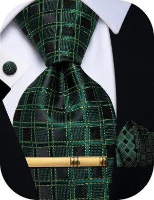 Silk Ties for Men Paisley Floral Striped Necktie and Pocket Square Cufflinks Tie Clip Set 4PC