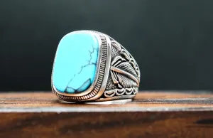 Silver 925k Ring, Handmade Ring, Natural Turquoise Stone,Jewelry Gift For Mens and Womens