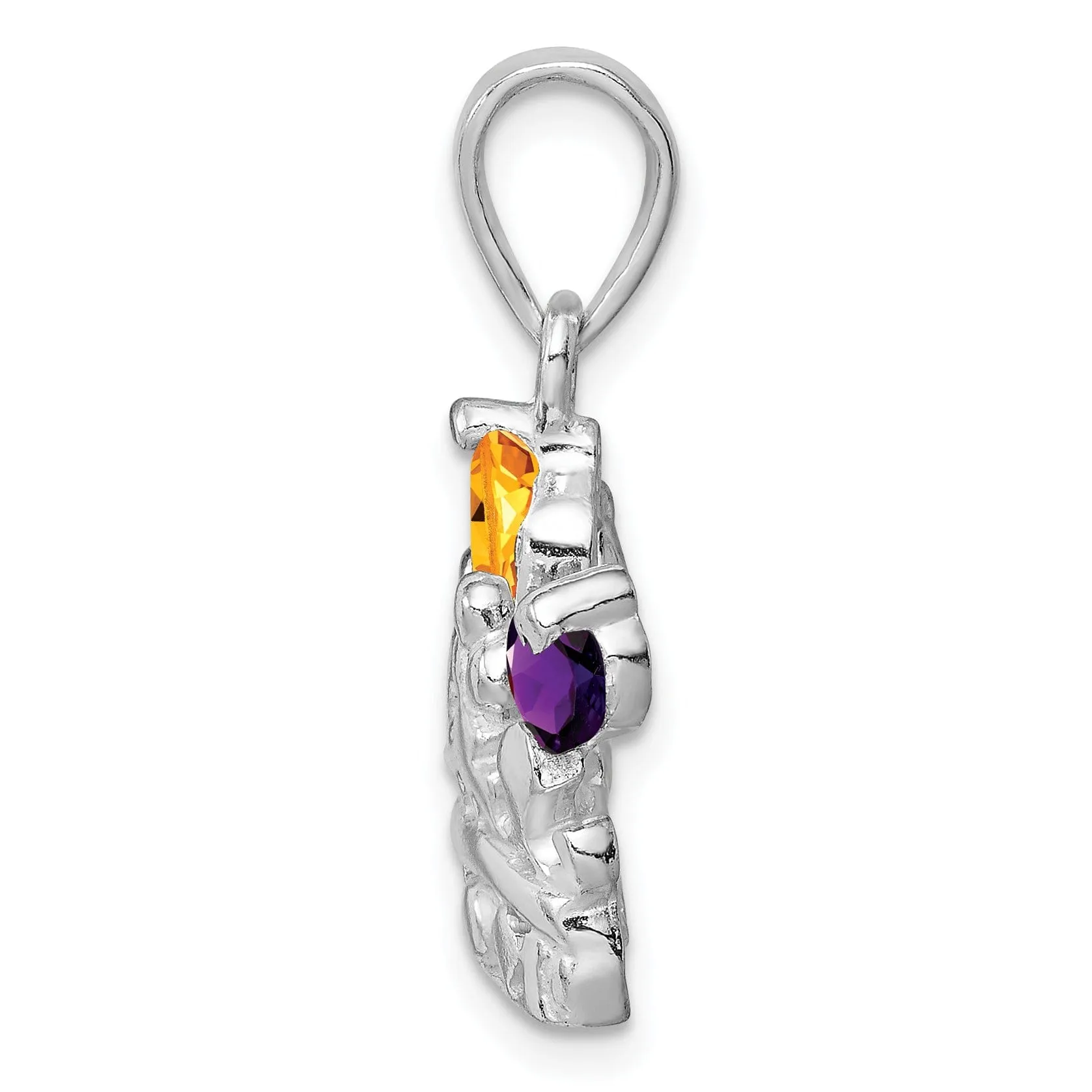 Silver Citrine Amethyst Polished Crown Charm