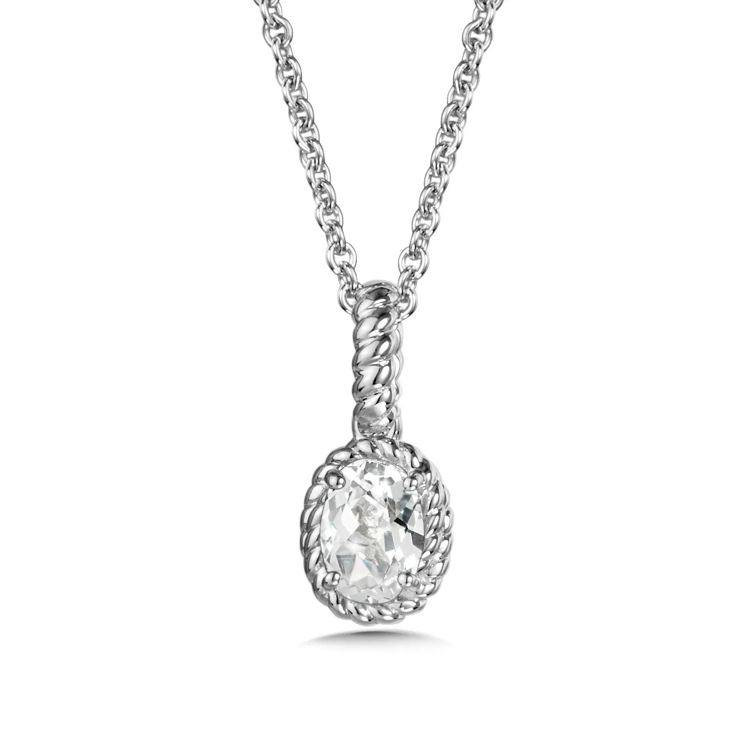 Silver Created White Sapphire Halo Pendants LVP708-CWS