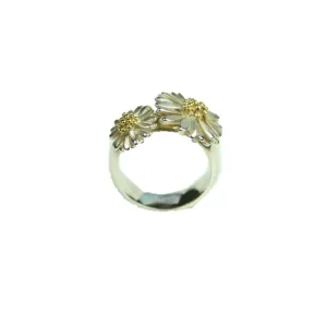 Silver double daisy ring