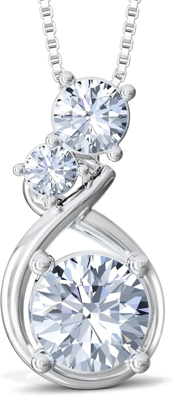 Silver Moissanite Heart Necklace for Women, 1-3ct Romantic Jewelry Gift, Sparkling Pendant for Wife, Girlfriend, Mom  Birthday, Anniversary, Wedding, Mothers Day Gift
