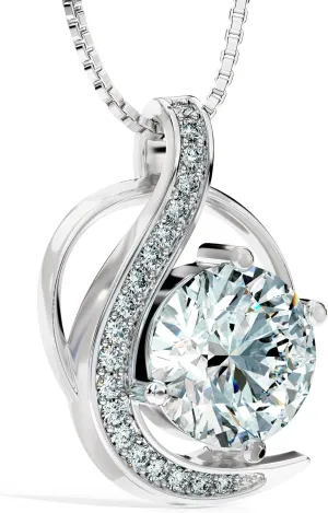 Silver Moissanite Heart Necklace for Women, 1-3ct Romantic Jewelry Gift, Sparkling Pendant for Wife, Girlfriend, Mom  Birthday, Anniversary, Wedding, Mothers Day Gift