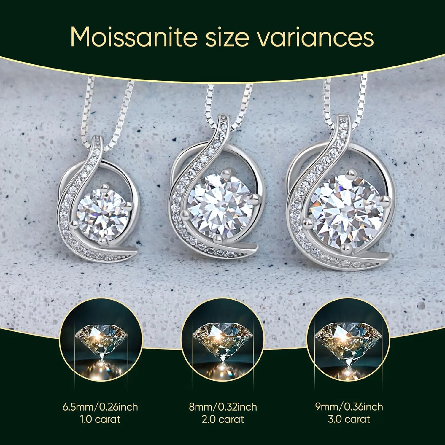 Silver Moissanite Heart Necklace for Women, 1-3ct Romantic Jewelry Gift, Sparkling Pendant for Wife, Girlfriend, Mom  Birthday, Anniversary, Wedding, Mothers Day Gift