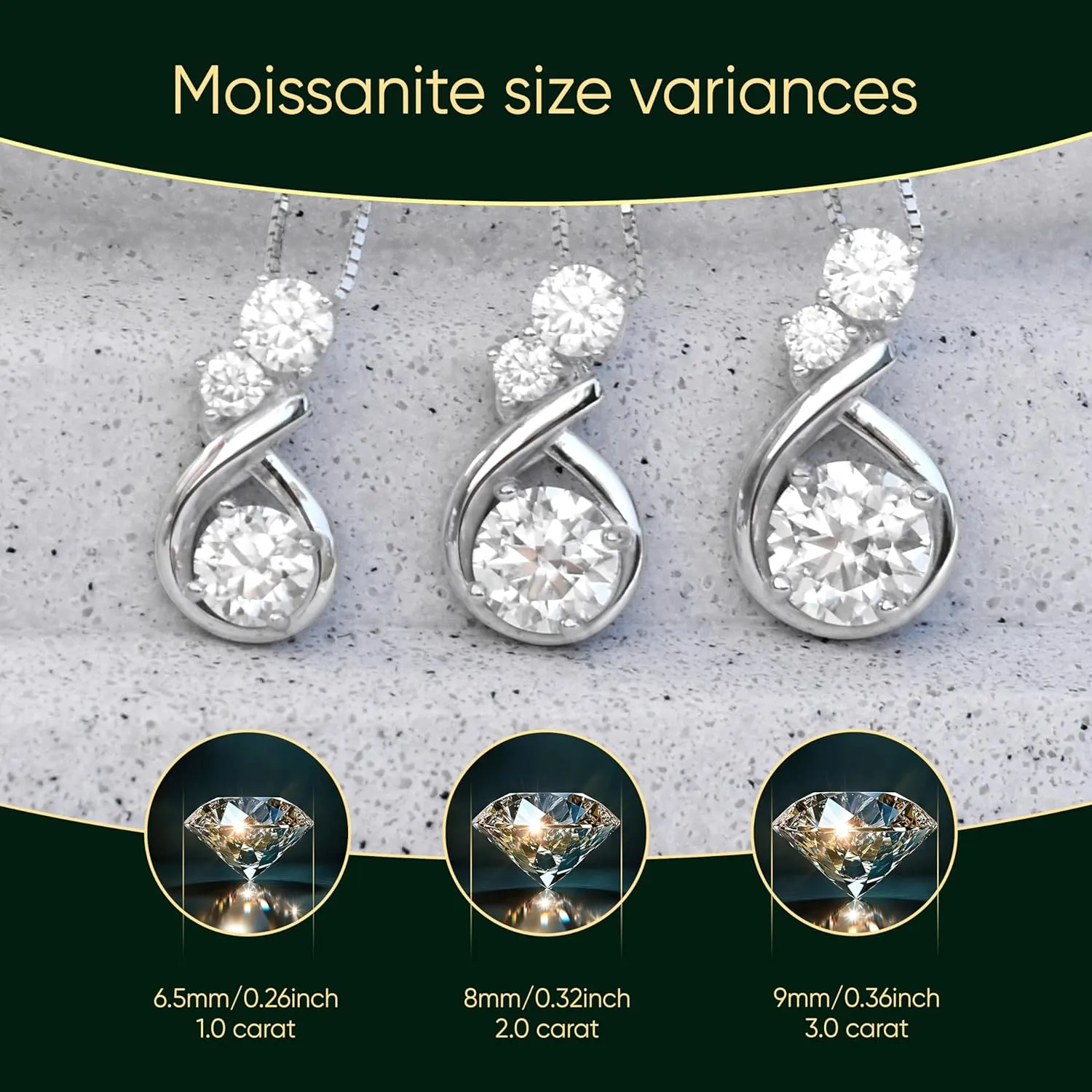 Silver Moissanite Heart Necklace for Women, 1-3ct Romantic Jewelry Gift, Sparkling Pendant for Wife, Girlfriend, Mom  Birthday, Anniversary, Wedding, Mothers Day Gift