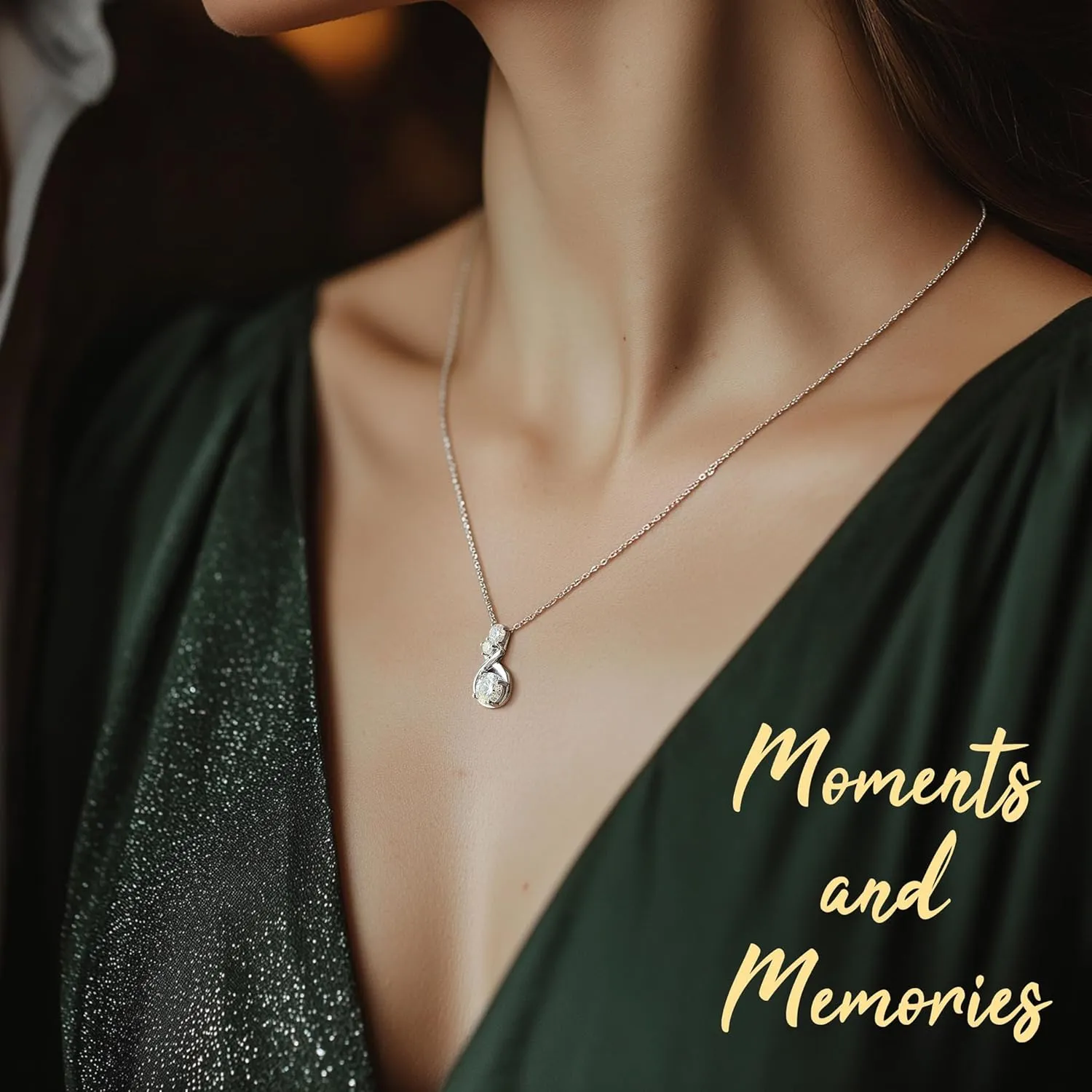 Silver Moissanite Heart Necklace for Women, 1-3ct Romantic Jewelry Gift, Sparkling Pendant for Wife, Girlfriend, Mom  Birthday, Anniversary, Wedding, Mothers Day Gift