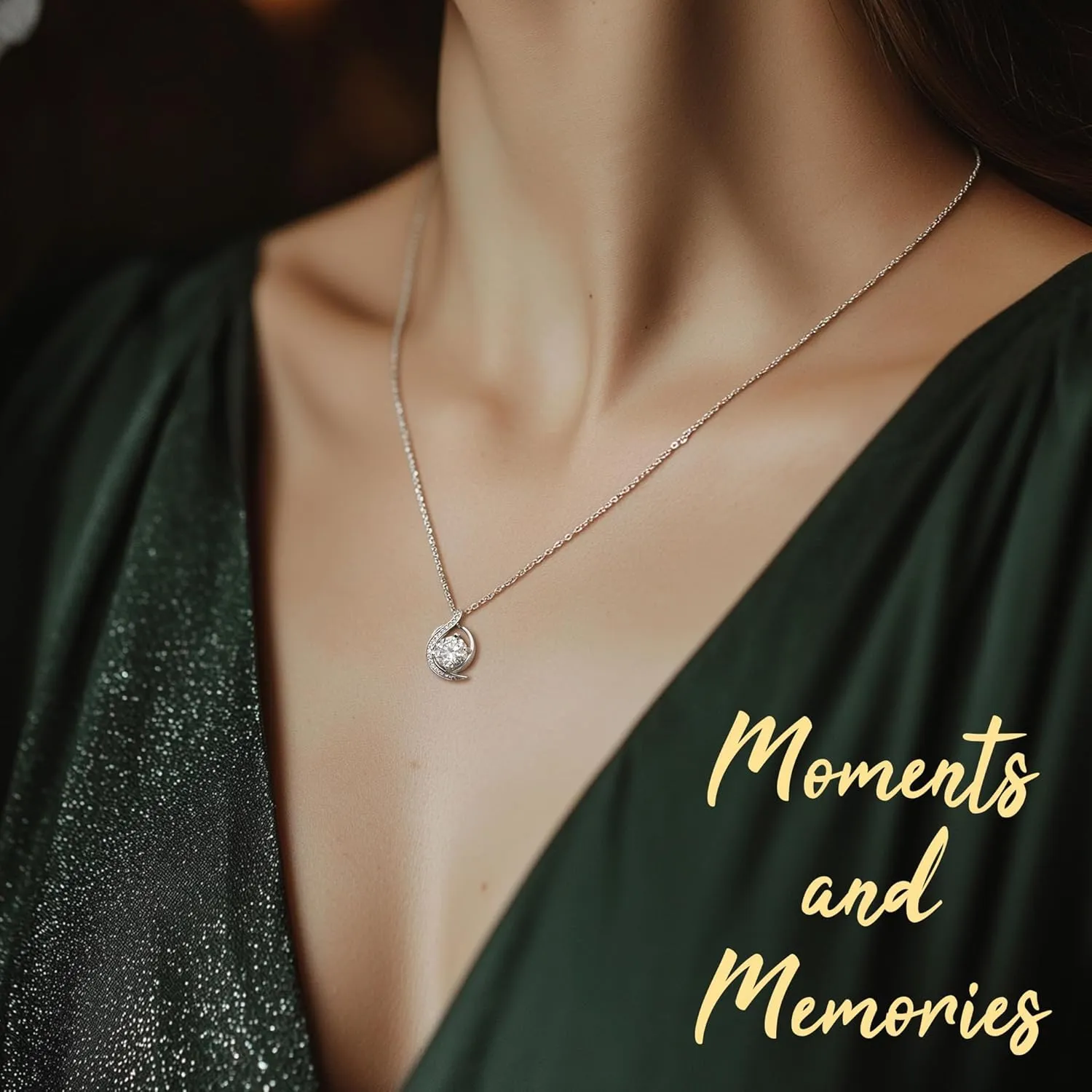 Silver Moissanite Heart Necklace for Women, 1-3ct Romantic Jewelry Gift, Sparkling Pendant for Wife, Girlfriend, Mom  Birthday, Anniversary, Wedding, Mothers Day Gift