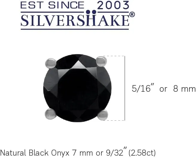 Silvershake 7mm Genuine Gemstone 925 Sterling Silver Stud Earrings