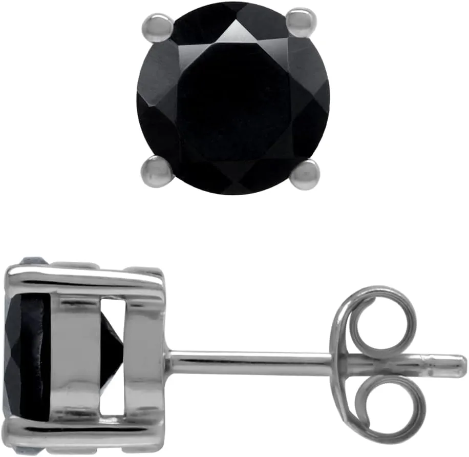 Silvershake 7mm Genuine Gemstone 925 Sterling Silver Stud Earrings
