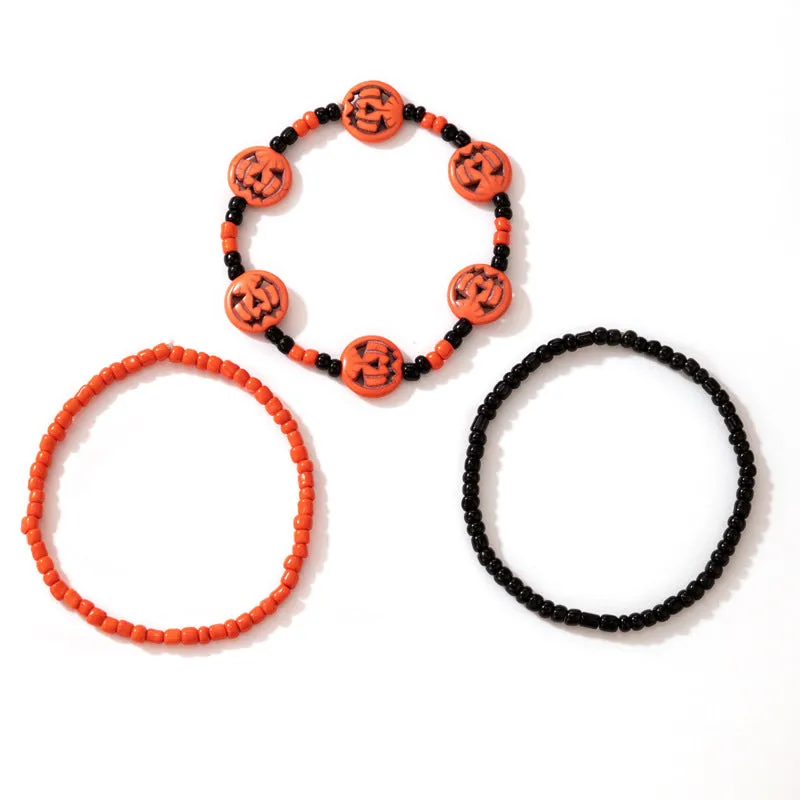 Simple Bead Pumpkin Head Geometric 3-piece Bracelet