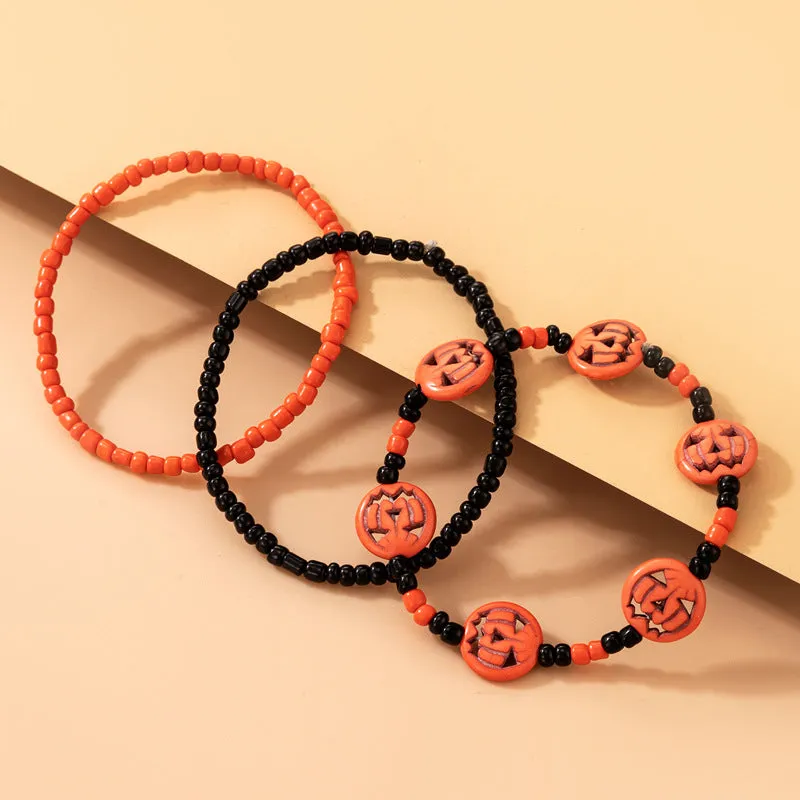 Simple Bead Pumpkin Head Geometric 3-piece Bracelet