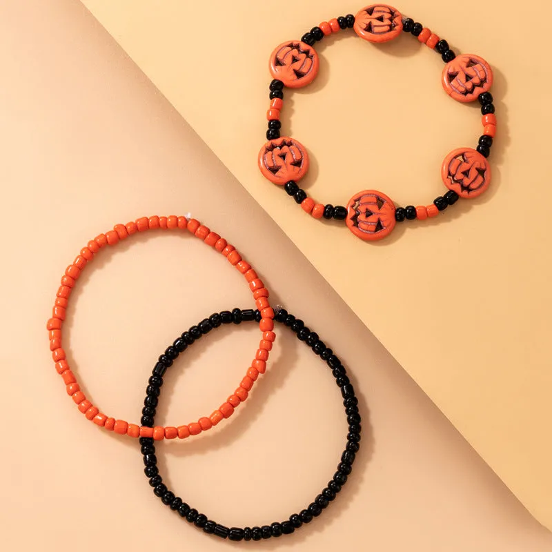Simple Bead Pumpkin Head Geometric 3-piece Bracelet