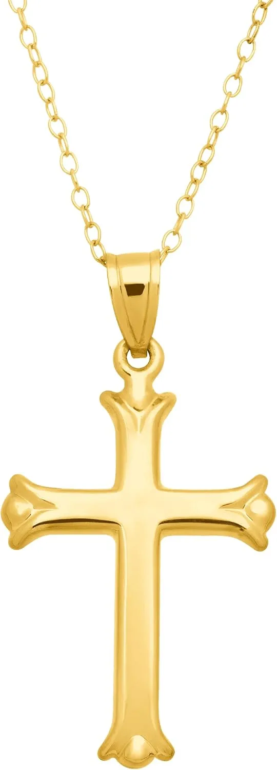 Simple Cross Pendant Necklace in 10K Gold