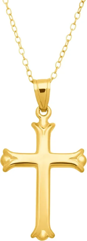 Simple Cross Pendant Necklace in 10K Gold