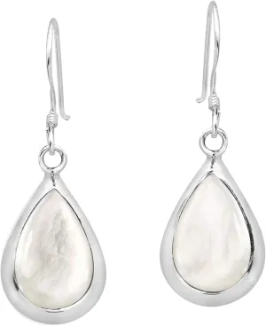 Simple Elegance Teardrop Stone .925 Sterling Silver Dangle Earrings | Jewelry Gift for Women