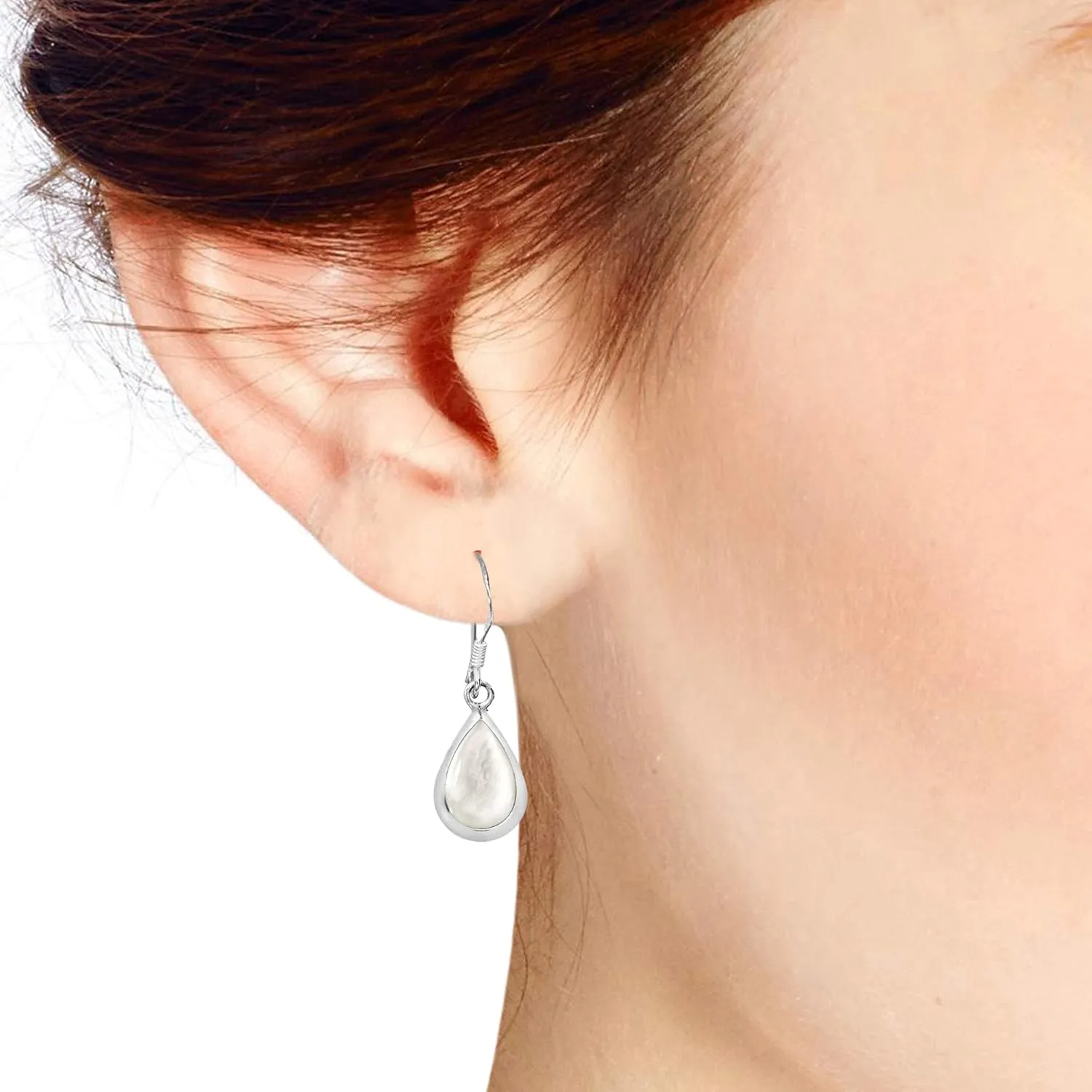 Simple Elegance Teardrop Stone .925 Sterling Silver Dangle Earrings | Jewelry Gift for Women