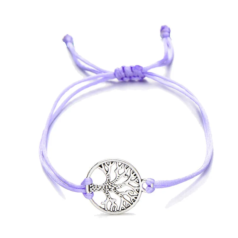Simple hand-woven red rope tree of life bracelet