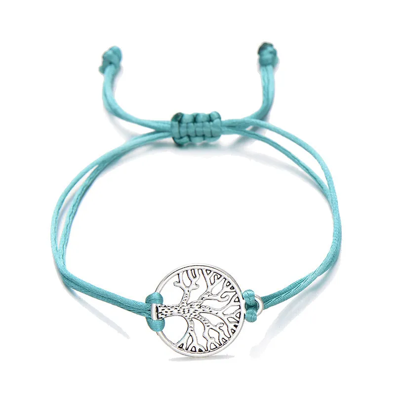 Simple hand-woven red rope tree of life bracelet