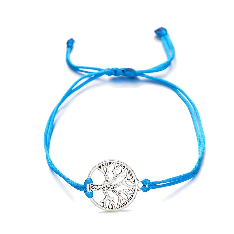 Simple hand-woven red rope tree of life bracelet