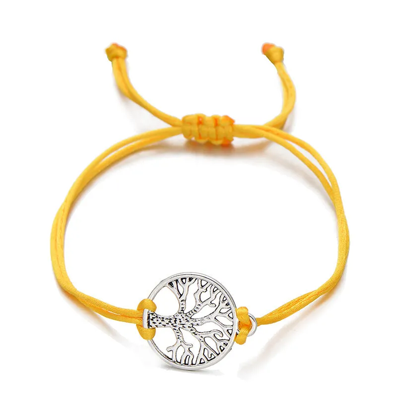 Simple hand-woven red rope tree of life bracelet