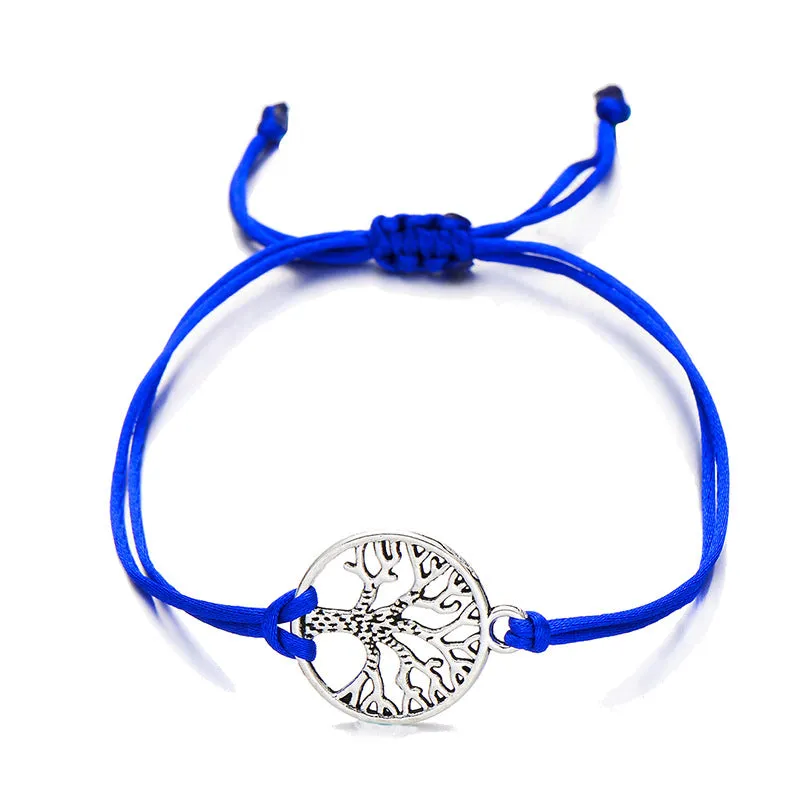Simple hand-woven red rope tree of life bracelet