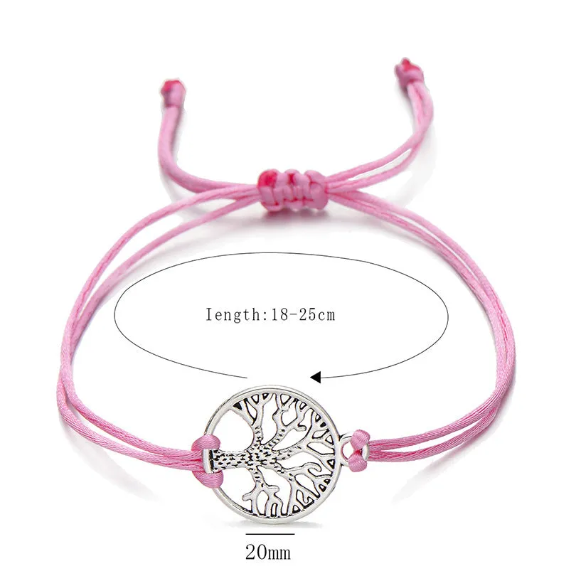 Simple hand-woven red rope tree of life bracelet