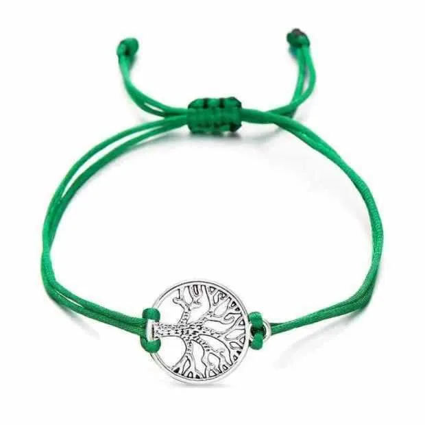 Simple hand-woven red rope tree of life bracelet