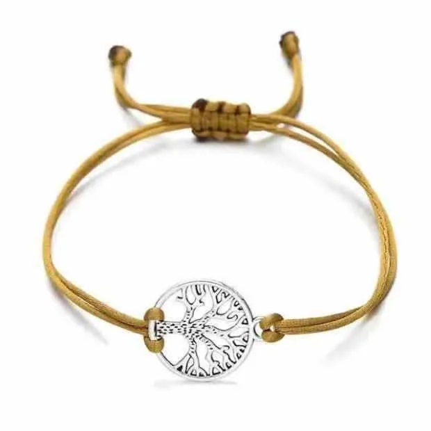 Simple hand-woven red rope tree of life bracelet