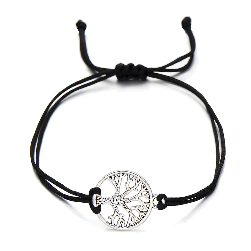 Simple hand-woven red rope tree of life bracelet