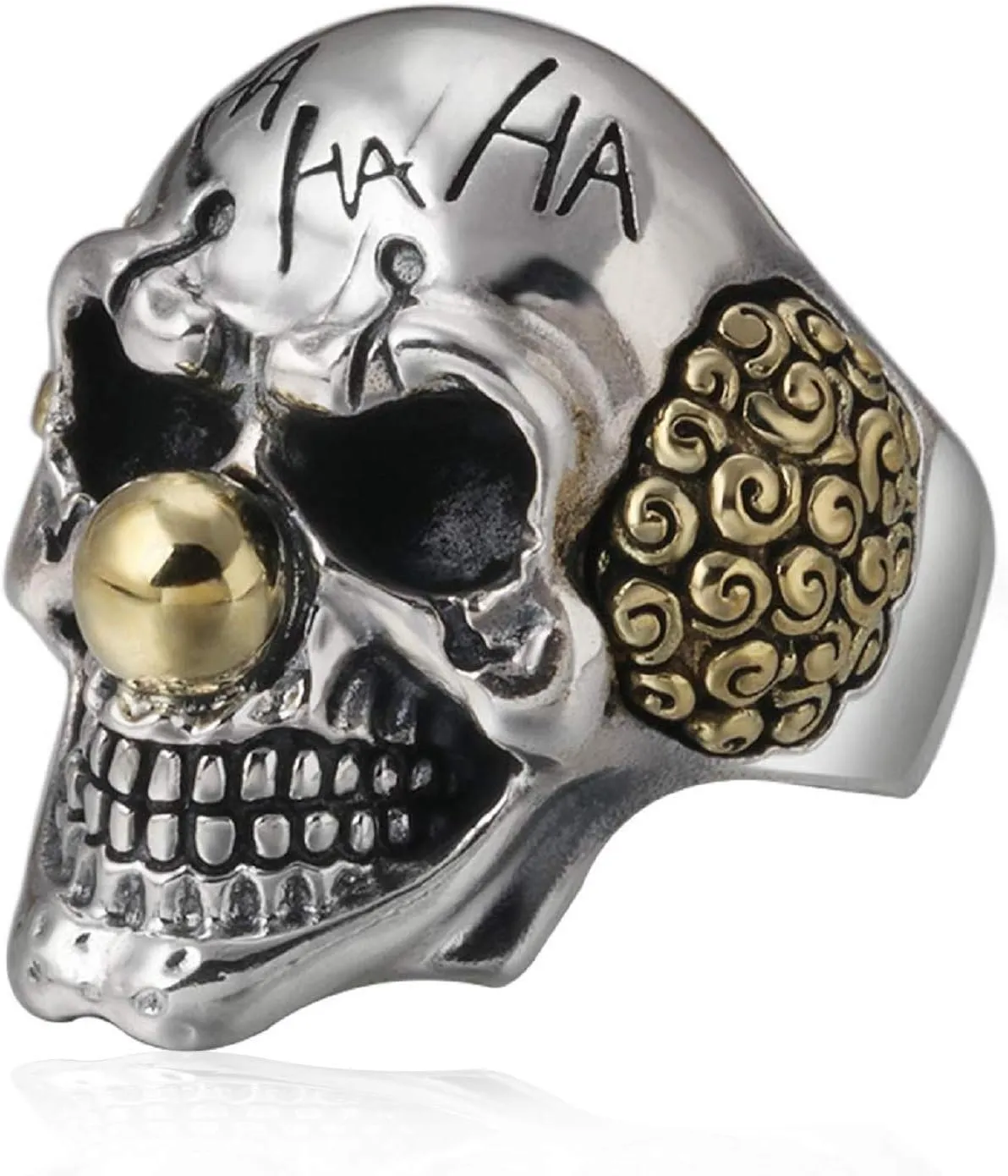 Skull Head Ring for Men - Gothic Clown Joker Vampire Devil Ring - Vintage Punk Halloween Biker Cocktail Party Jewelry Gift