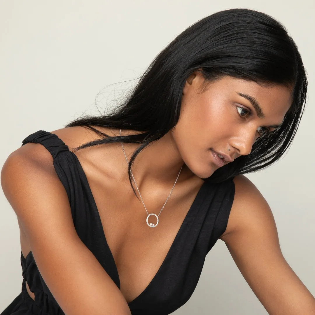 Small branch hoop with pearls - sparkling necklace - silver 925