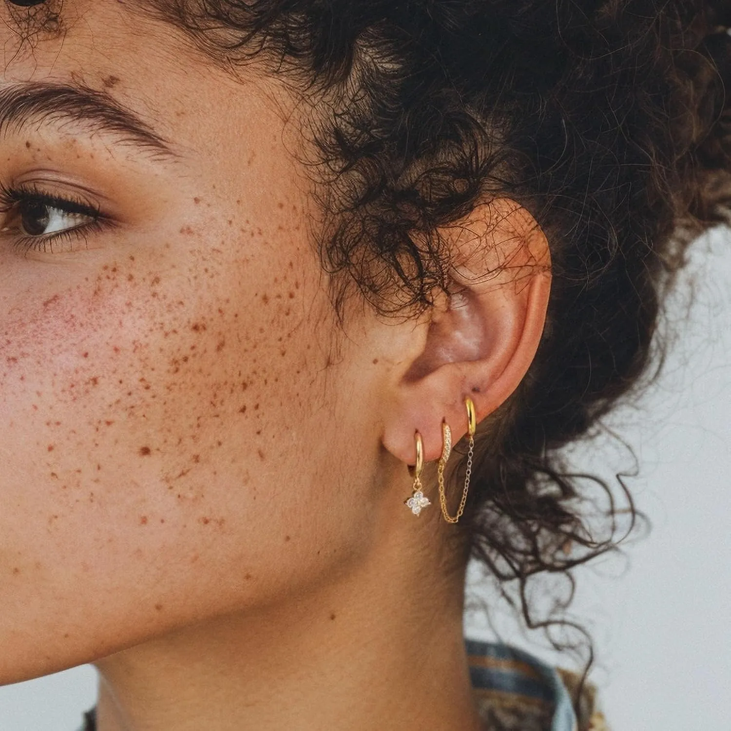 Small Gold Earrings Set 14K Gold Plated Dainty Stud Huggie Hoop Earrings for Multiple Piercing Hypoallergenic Small Hoop Dangle Earrings Sets for Women