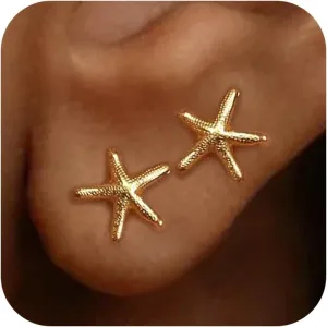 Small Starfish Stud Earrings Gold Starfish Earrings Beach Jewelry Summer Vacation Accessories