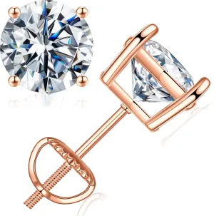 SMILEST 0.2-4ct Moissanite Screw Back Earrings, D Color VVS1 Clarity Lab Created Moissanite 18K White Yellow Rose Gold Ruthenium Vermeil 925 Sterling Silver Round Moissanite Earrings for Women Men