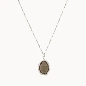 Smoky Quartz Mood Necklace (Silver)