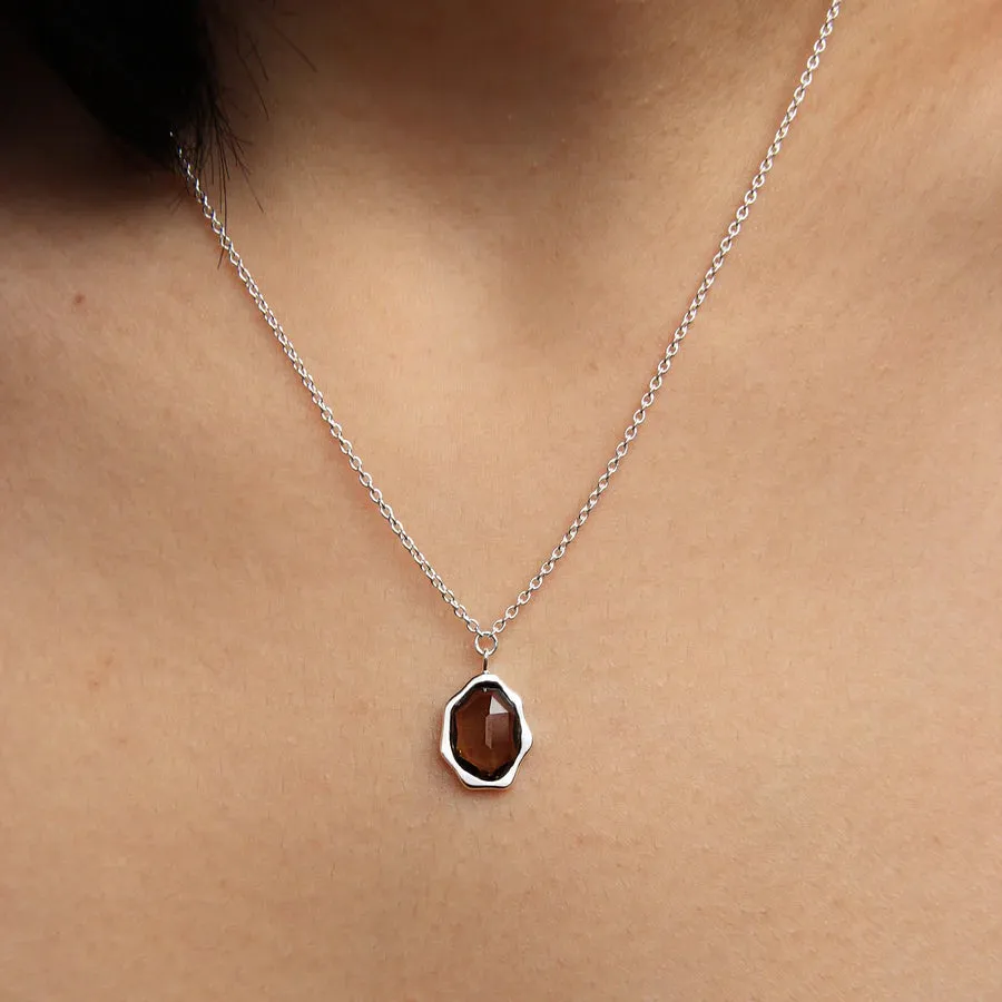 Smoky Quartz Mood Necklace (Silver)