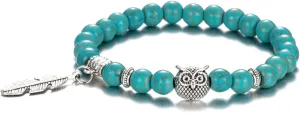 Softones 8mm Beads Owl Bracelets for Women Handmade Natural Stone Owl Gifts for Women Crystals Bracelet for Women Men Spiritual Energy Bracelet