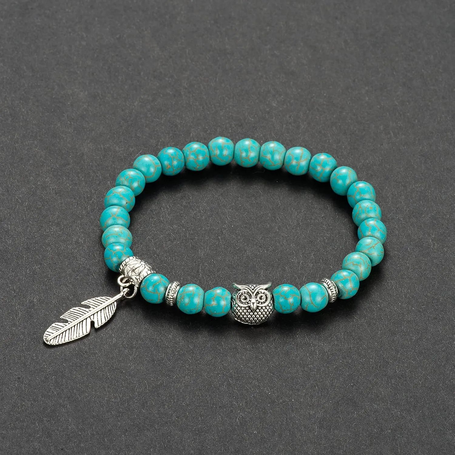 Softones 8mm Beads Owl Bracelets for Women Handmade Natural Stone Owl Gifts for Women Crystals Bracelet for Women Men Spiritual Energy Bracelet