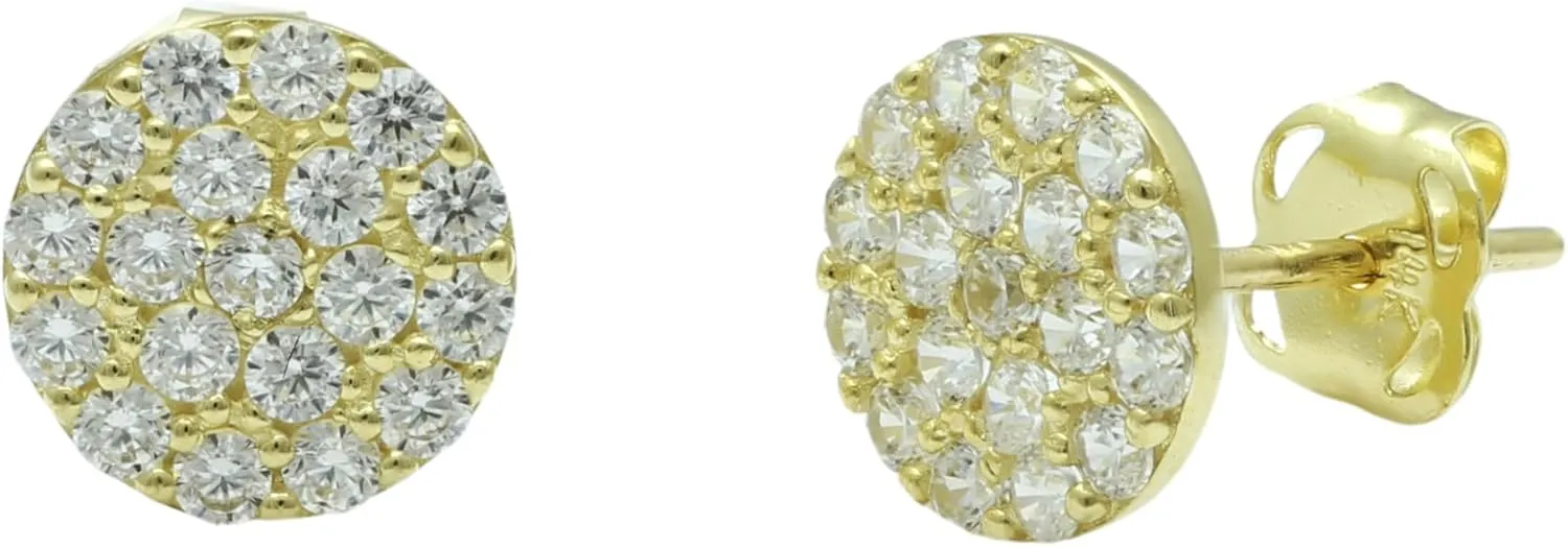 Solid 14K Yellow Gold Dainty Women's CZ Minimalist Round Stud Earrings - Gold Earring Gifts for Ladies Daughter