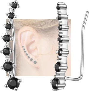 SONNYX 1-4 Pairs Ear Jewelry for Women 7 Star Ear Cuffs Climber Earrings Cartilage Earring with Cubic Zirconia Piercing Hypoallergenic Earring for Birthday