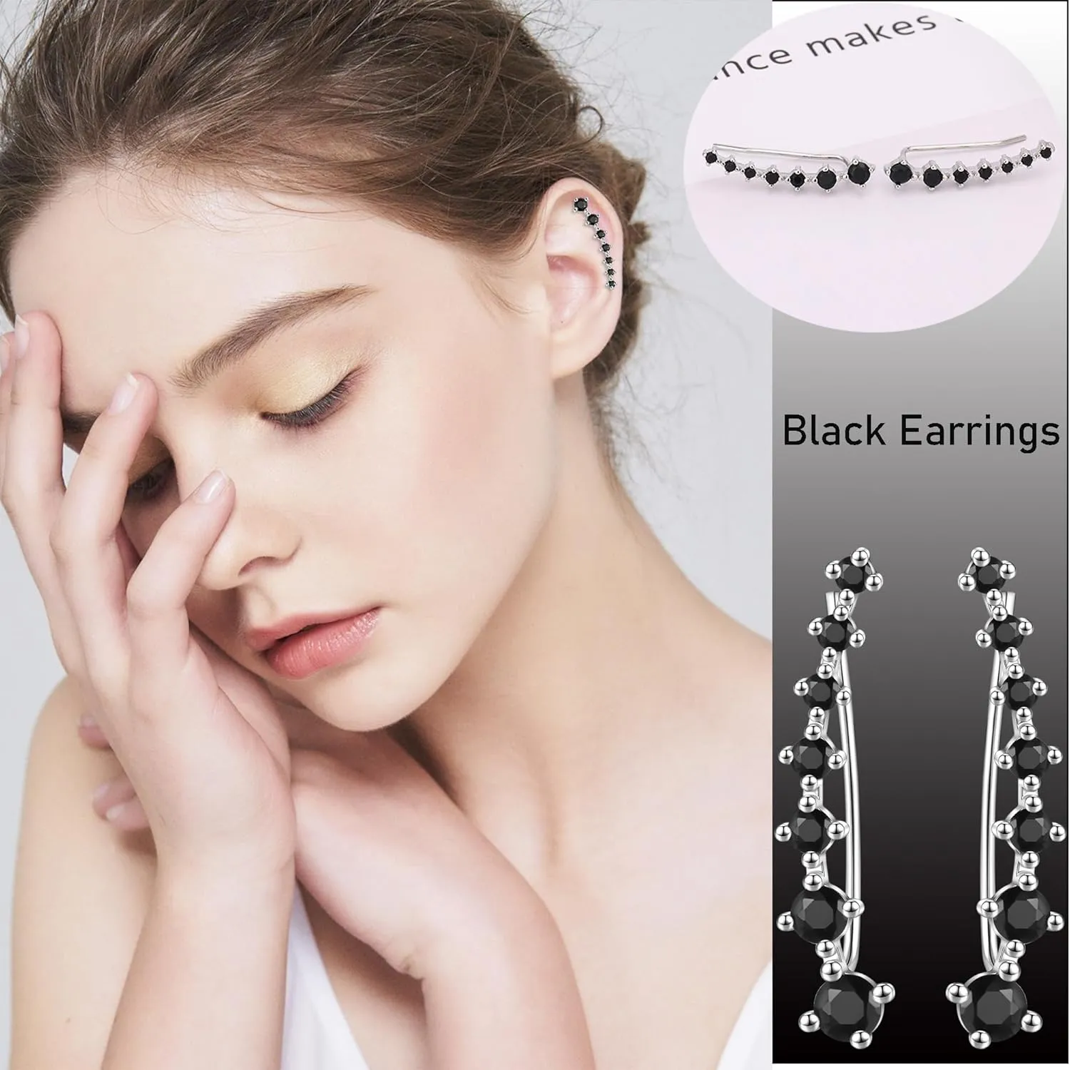 SONNYX 1-4 Pairs Ear Jewelry for Women 7 Star Ear Cuffs Climber Earrings Cartilage Earring with Cubic Zirconia Piercing Hypoallergenic Earring for Birthday