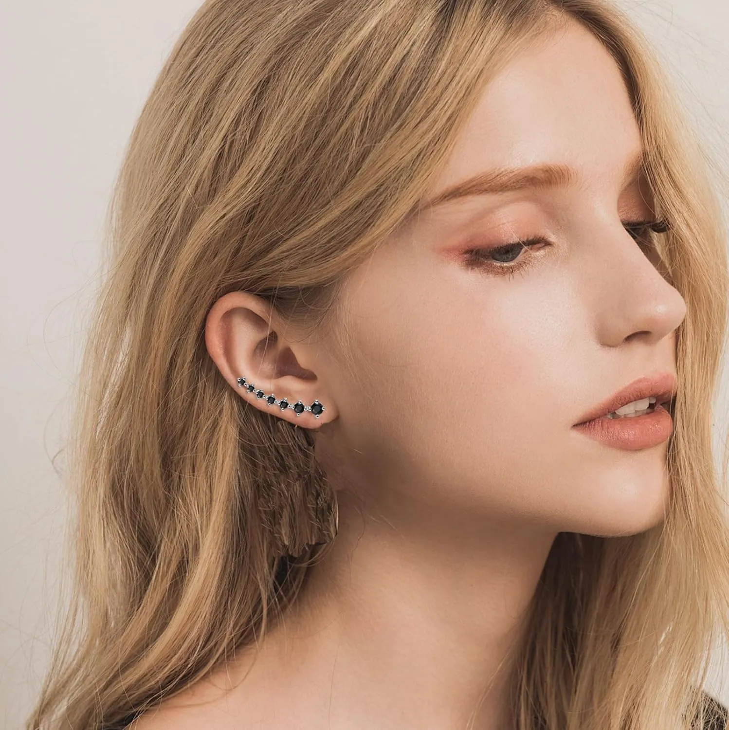 SONNYX 1-4 Pairs Ear Jewelry for Women 7 Star Ear Cuffs Climber Earrings Cartilage Earring with Cubic Zirconia Piercing Hypoallergenic Earring for Birthday