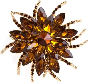 Sparkling Crystal Flower Brooch Pins for Women Dainty Rhinestone Flower Shape Brooch Pin Suit Scarf Hats Decoration Wedding Jewelry