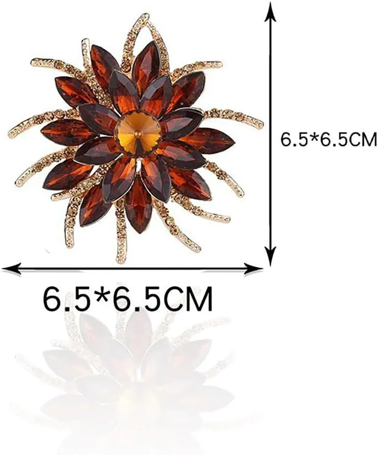 Sparkling Crystal Flower Brooch Pins for Women Dainty Rhinestone Flower Shape Brooch Pin Suit Scarf Hats Decoration Wedding Jewelry