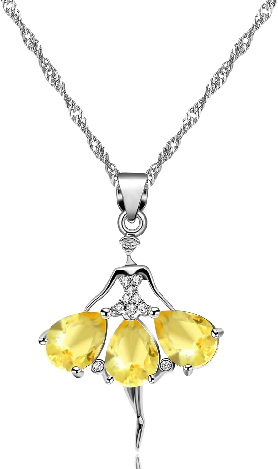 Sparkling Cubic Zirconia Ballet Dancer Pendant Necklace Elegant Women's Jewelry Little Girl Necklace Handcrafted for Birthday Valentine's Day