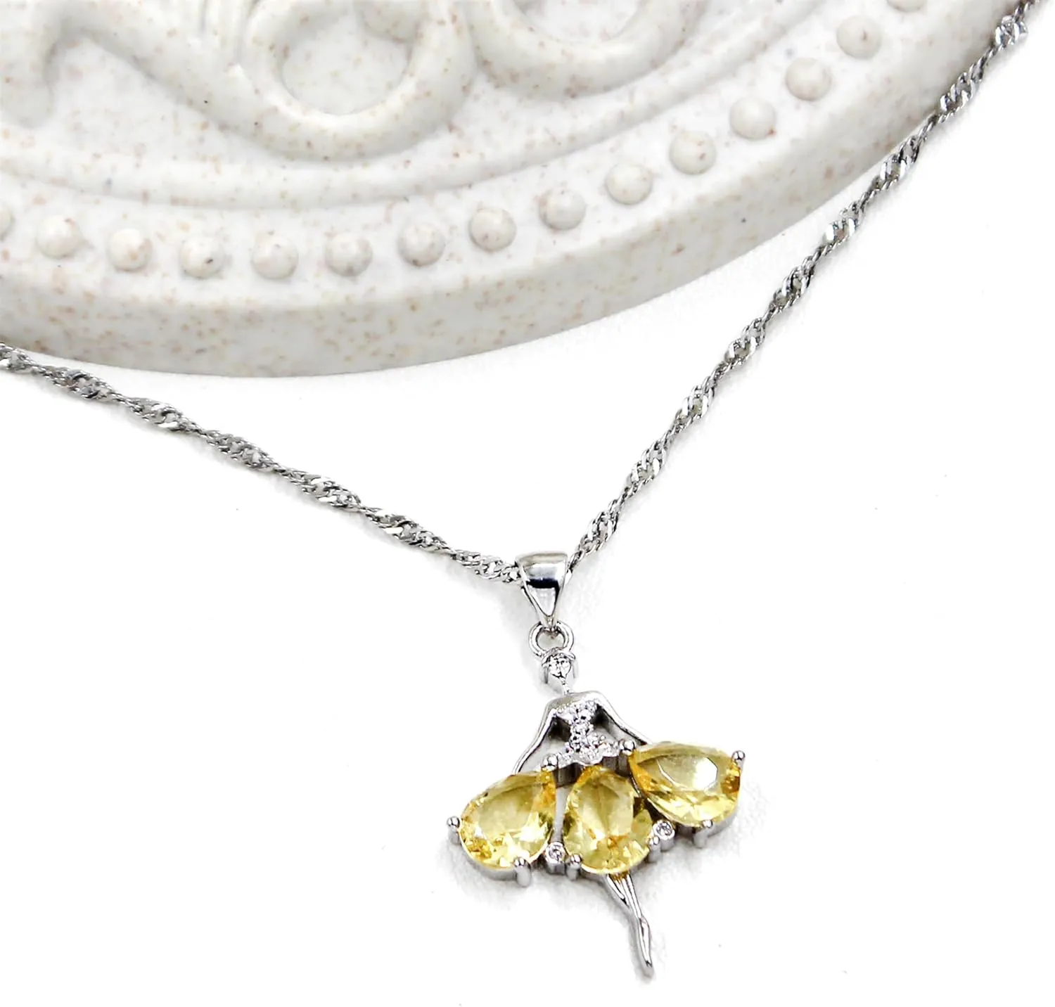 Sparkling Cubic Zirconia Ballet Dancer Pendant Necklace Elegant Women's Jewelry Little Girl Necklace Handcrafted for Birthday Valentine's Day